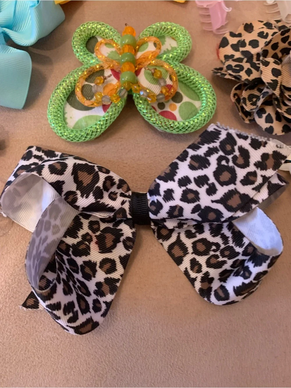 Assorted Kids Hair Bow Set - Yellow, Blue, Leopard, Pink & More